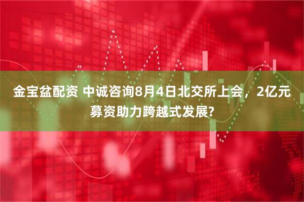 金宝盆配资 中诚咨询8月4日北交所上会，2亿元募资助力跨越式发展?